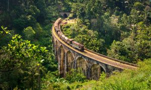 Cargo Train on the Nine Arch Bridge in Sri Lanka - very popular