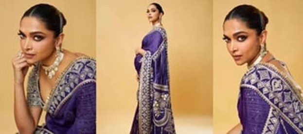 Mom-to-be Deepika Padukone Stuns in a Handcrafted Purple Saree